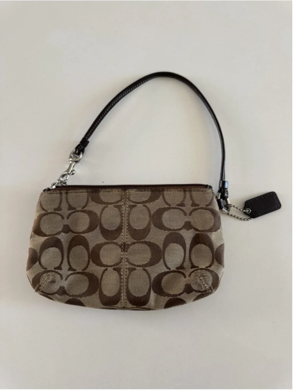 Vintage Coach Legacy Signature Canvas Turn Lock Wristlet